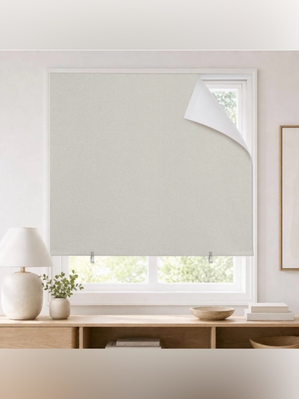 Self-Adhesive 100% Blackout Roller Blind Window Treatment BEIGE 35”W 63”H